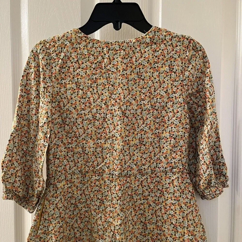 Gap Kids Mustard Yellow Floral Romper 3/4 Sleeve Girls Size Medium 8